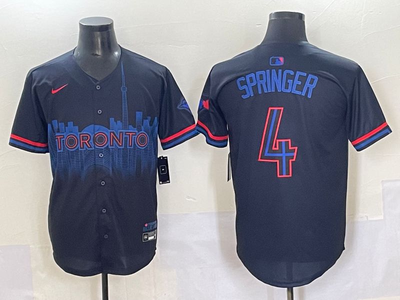 Men 2025 Toronto Blue Jays #4 Springer Black Joint Name Nike MLB Jersey style 11->toronto blue jays->MLB Jersey